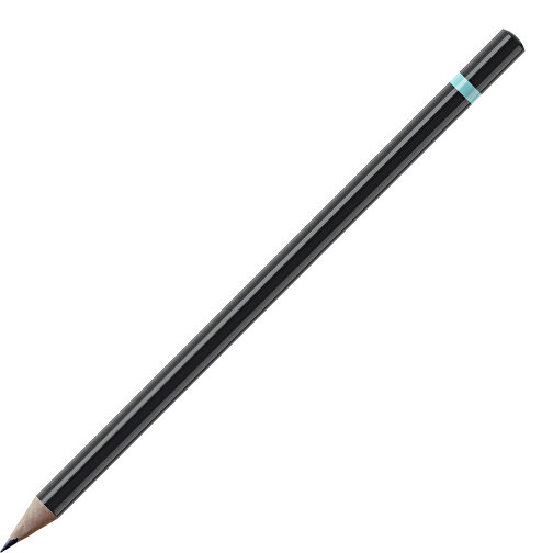 Bleistift, Natur, Rund, Schwarz Lackiert , schwarz / hellblau, Holz, 17,50cm (Länge), Bild 1