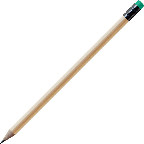 Bleistift, Natur, Rund, Kapsel Schwarz , natur / grün, Holz, 18,50cm (Länge), Bild 1