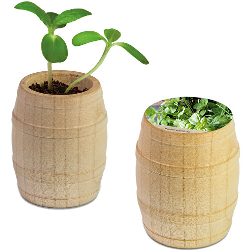 Mini-tonneau en bois avec graines - Mélange d herbes aromatiques, Image 1