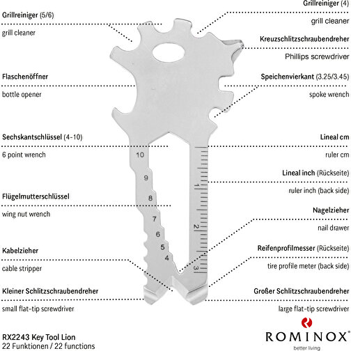 ROMINOX® Key Tool Lion (22 Funktionen) , grün, Edelstahl, 7,00cm x 0,23cm x 3,20cm (Länge x Höhe x Breite), Bild 9