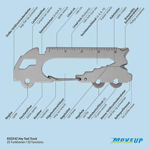 ROMINOX® Key Tool Truck / LKW (22 Funktionen) , grün, Edelstahl, 7,00cm x 0,23cm x 3,20cm (Länge x Höhe x Breite), Bild 10