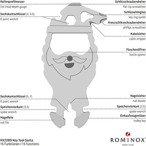 ROMINOX® Key Tool Santa / Weihnachtsmann (16 Funktionen) , Edelstahl, 7,00cm x 0,23cm x 3,20cm (Länge x Höhe x Breite), Bild 9