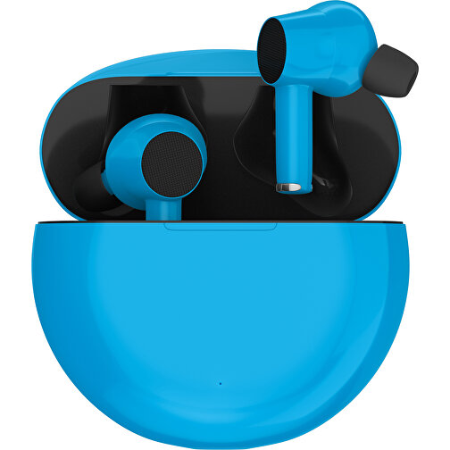 True-Wireless In-Ear Kopfhörer Truly , himmelblau / schwarz, Kunststoff, 6,00cm x 3,00cm x 6,00cm (Länge x Höhe x Breite), Bild 1