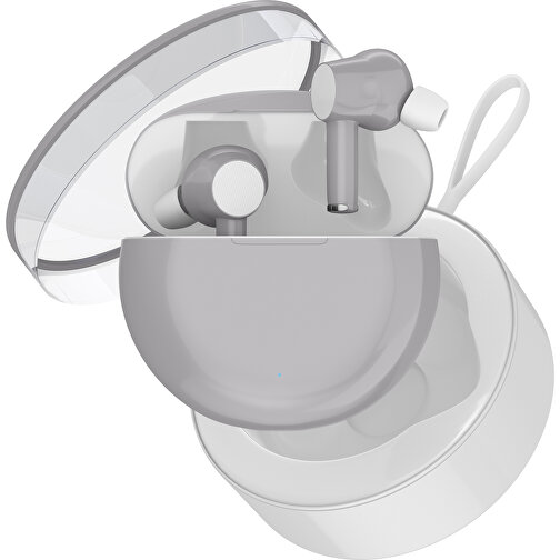 True-Wireless In-Ear Kopfhörer Truly , hellgrau / weiß, Kunststoff, 6,00cm x 3,00cm x 6,00cm (Länge x Höhe x Breite), Bild 2