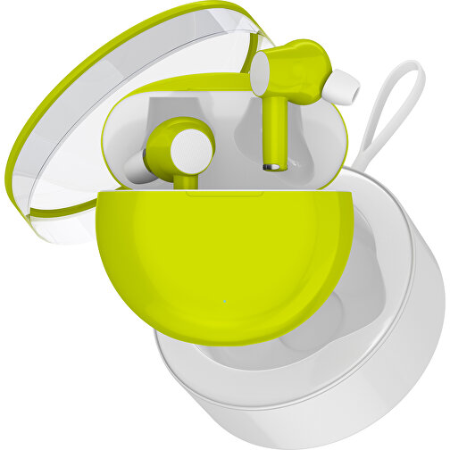 True-Wireless In-Ear Kopfhörer Truly , hellgrün / weiß, Kunststoff, 6,00cm x 3,00cm x 6,00cm (Länge x Höhe x Breite), Bild 2
