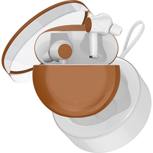 True-Wireless In-Ear Kopfhörer Truly , braun / weiß, Kunststoff, 6,00cm x 3,00cm x 6,00cm (Länge x Höhe x Breite), Bild 2