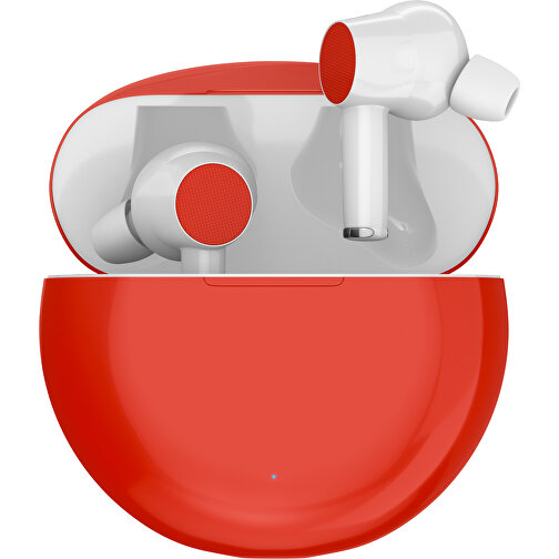 True-Wireless In-Ear Kopfhörer Truly , rot / weiß, Kunststoff, 6,00cm x 3,00cm x 6,00cm (Länge x Höhe x Breite), Bild 1