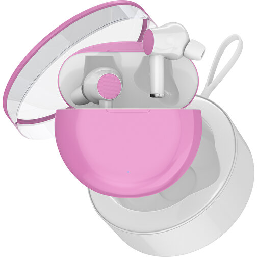 True-Wireless In-Ear Kopfhörer Truly , rosa / weiß, Kunststoff, 6,00cm x 3,00cm x 6,00cm (Länge x Höhe x Breite), Bild 2