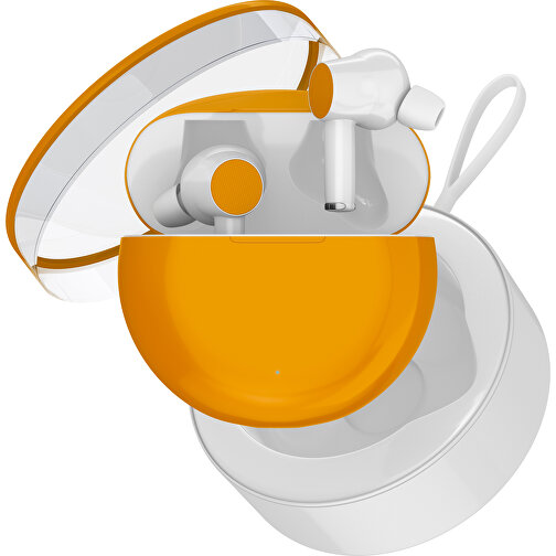 True-Wireless In-Ear Kopfhörer Truly , kürbisorange / weiß, Kunststoff, 6,00cm x 3,00cm x 6,00cm (Länge x Höhe x Breite), Bild 2