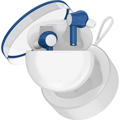 True-Wireless In-Ear Kopfhörer Truly , weiß / dunkelblau, Kunststoff, 6,00cm x 3,00cm x 6,00cm (Länge x Höhe x Breite), Bild 2