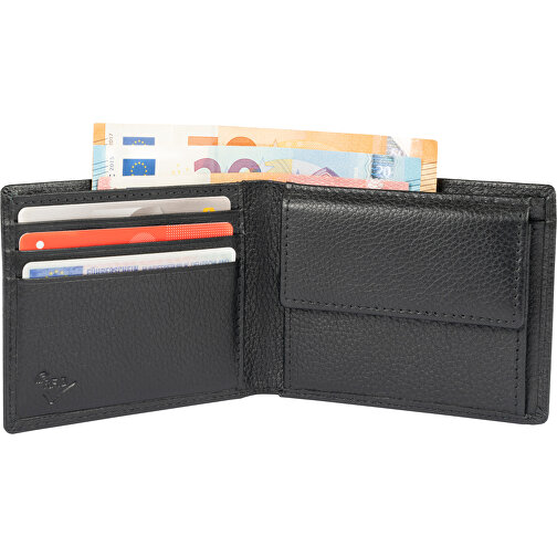 Geldscheintasche Mit RFID , schwarz, Seta-Rindnappaleder, 11,00cm x 9,00cm (Länge x Breite), Bild 1
