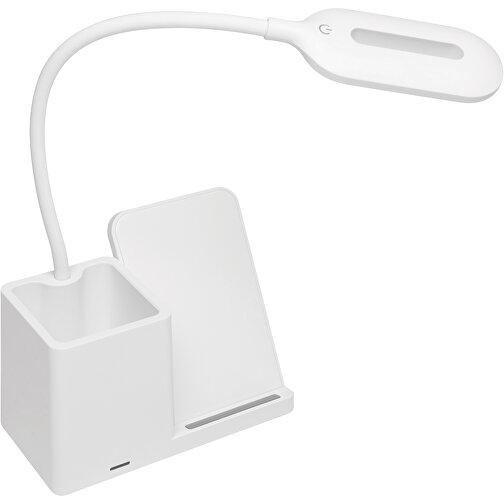 Schreibtisch-Lampe Mit Ladestation LIGHT & CHARGE , weiß, Kunststoff / Silikon, 7,50cm x 28,00cm x 15,00cm (Länge x Höhe x Breite), Bild 2