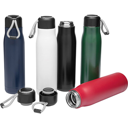 Vakuum-Isolierflasche ROBUSTA , rot, Edelstahl / Silikon / Kunststoff / Polyester, 26,00cm (Länge), Bild 2