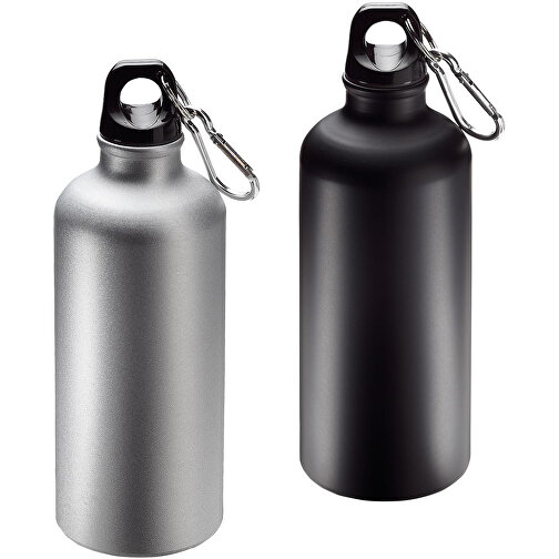 Aluminiumflasche 'Sporty' 0,6 L Matt , schwarz, Metall, 21,00cm (Höhe), Bild 1