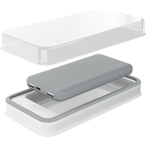 Duale Powerbank CustomColor Ink. Wireless Charger , silber, ABS-Kunststoff, Polycarbonat (PC), 15,30cm x 1,20cm x 7,60cm (Länge x Höhe x Breite), Bild 2