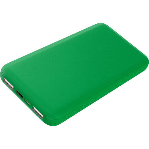 Duale Powerbank CustomColor Ink. Wireless Charger , grün, ABS-Kunststoff, Polycarbonat (PC), 15,30cm x 1,20cm x 7,60cm (Länge x Höhe x Breite), Bild 1