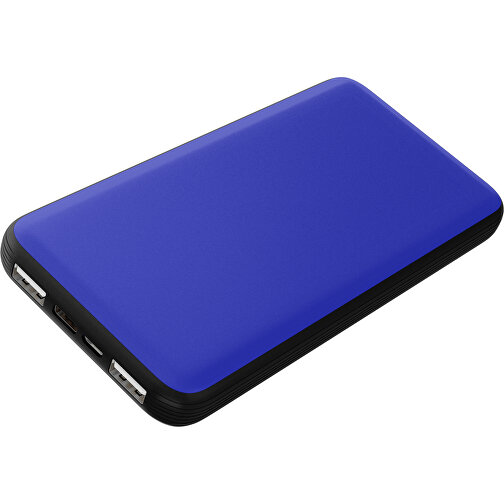 Duale Powerbank CustomColor Ink. Wireless Charger , blau / schwarz, ABS-Kunststoff, Polycarbonat (PC), 15,30cm x 1,20cm x 7,60cm (Länge x Höhe x Breite), Bild 1
