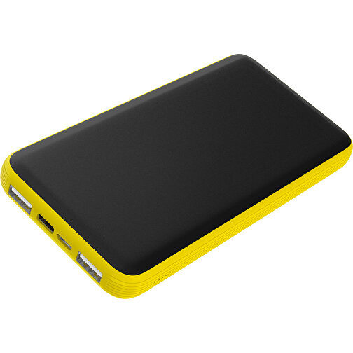 Duale Powerbank CustomColor Ink. Wireless Charger , schwarz / gelb, ABS-Kunststoff, Polycarbonat (PC), 15,30cm x 1,20cm x 7,60cm (Länge x Höhe x Breite), Bild 1