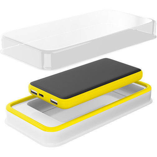 Duale Powerbank CustomColor Ink. Wireless Charger , schwarz / gelb, ABS-Kunststoff, Polycarbonat (PC), 15,30cm x 1,20cm x 7,60cm (Länge x Höhe x Breite), Bild 2