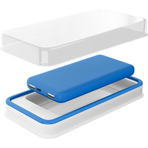 Duale Powerbank CustomColor Ink. Wireless Charger , kobaltblau, ABS-Kunststoff, Polycarbonat (PC), 15,30cm x 1,20cm x 7,60cm (Länge x Höhe x Breite), Bild 2