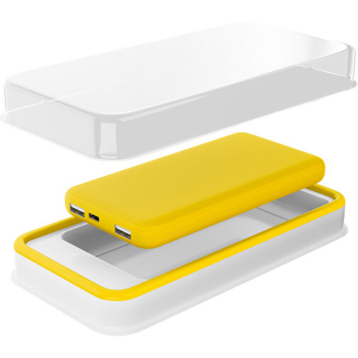 Duale Powerbank CustomColor Ink. Wireless Charger , goldgelb, ABS-Kunststoff, Polycarbonat (PC), 15,30cm x 1,20cm x 7,60cm (Länge x Höhe x Breite), Bild 2