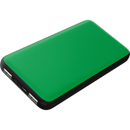 Duale Powerbank CustomColor Ink. Wireless Charger , grün / schwarz, ABS-Kunststoff, Polycarbonat (PC), 15,30cm x 1,20cm x 7,60cm (Länge x Höhe x Breite), Bild 1