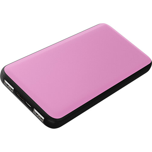 Duale Powerbank CustomColor Ink. Wireless Charger , rosa / schwarz, ABS-Kunststoff, Polycarbonat (PC), 15,30cm x 1,20cm x 7,60cm (Länge x Höhe x Breite), Bild 1