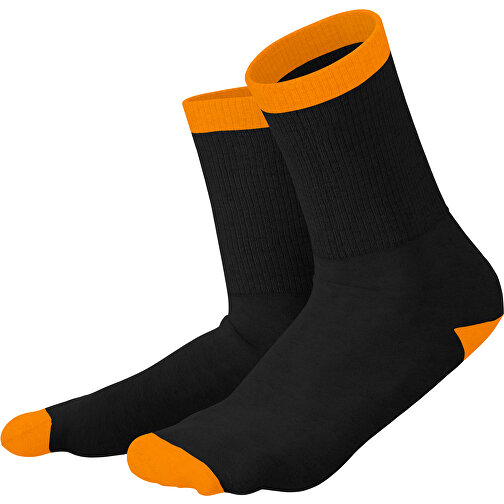 Boris - Die Premium Tennis Socke , schwarz / gelborange, 85% Natur Baumwolle, 12% regeniertes umwelftreundliches Polyamid, 3% Elastan, 36,00cm x 0,40cm x 8,00cm (Länge x Höhe x Breite), Bild 1