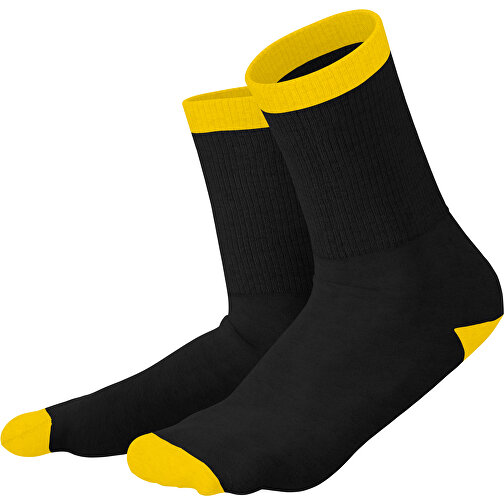 Boris - Die Premium Tennis Socke , schwarz / goldgelb, 85% Natur Baumwolle, 12% regeniertes umwelftreundliches Polyamid, 3% Elastan, 36,00cm x 0,40cm x 8,00cm (Länge x Höhe x Breite), Bild 1