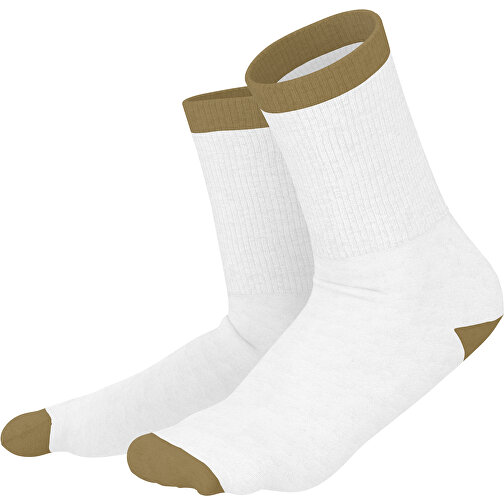 Boris - Die Premium Tennis Socke , weiß / gold, 85% Natur Baumwolle, 12% regeniertes umwelftreundliches Polyamid, 3% Elastan, 36,00cm x 0,40cm x 8,00cm (Länge x Höhe x Breite), Bild 1