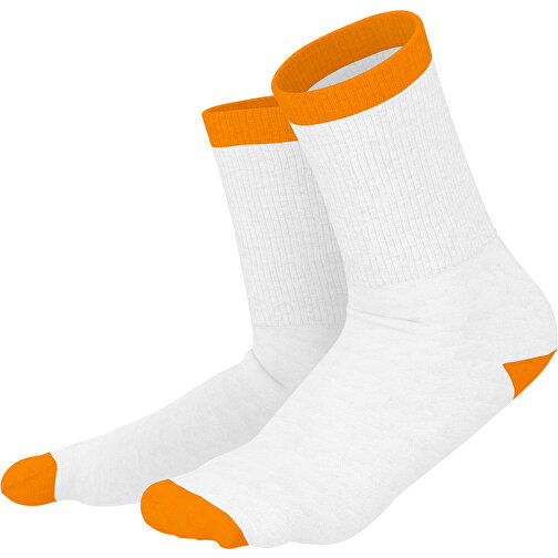 Boris - Die Premium Tennis Socke , weiß / gelborange, 85% Natur Baumwolle, 12% regeniertes umwelftreundliches Polyamid, 3% Elastan, 36,00cm x 0,40cm x 8,00cm (Länge x Höhe x Breite), Bild 1