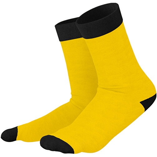 Adam - Die Premium Business Socke , goldgelb / schwarz, 85% Natur Baumwolle, 12% regeniertes umwelftreundliches Polyamid, 3% Elastan, 36,00cm x 0,40cm x 8,00cm (Länge x Höhe x Breite), Bild 1
