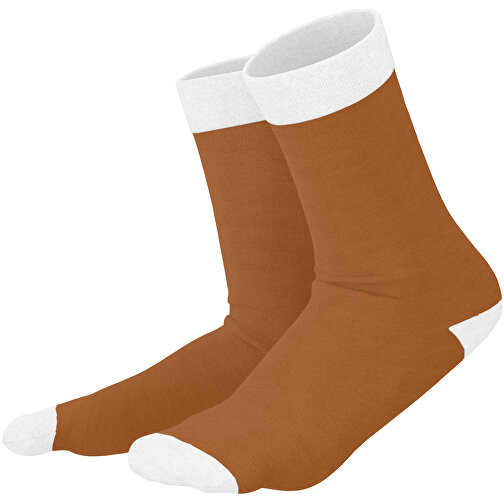 Adam - Die Premium Business Socke , braun / weiss, 85% Natur Baumwolle, 12% regeniertes umwelftreundliches Polyamid, 3% Elastan, 36,00cm x 0,40cm x 8,00cm (Länge x Höhe x Breite), Bild 1