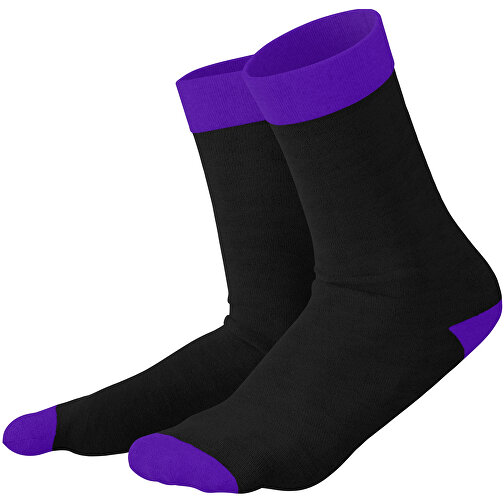 Adam - Die Premium Business Socke , schwarz / violet, 85% Natur Baumwolle, 12% regeniertes umwelftreundliches Polyamid, 3% Elastan, 36,00cm x 0,40cm x 8,00cm (Länge x Höhe x Breite), Bild 1