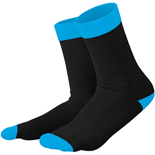 Adam - Die Premium Business Socke , schwarz / himmelblau, 85% Natur Baumwolle, 12% regeniertes umwelftreundliches Polyamid, 3% Elastan, 36,00cm x 0,40cm x 8,00cm (Länge x Höhe x Breite), Bild 1