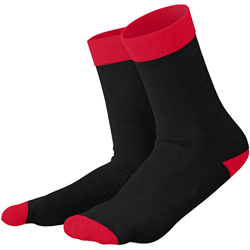 Adam - Die Premium Business Socke , schwarz / dunkelrot, 85% Natur Baumwolle, 12% regeniertes umwelftreundliches Polyamid, 3% Elastan, 36,00cm x 0,40cm x 8,00cm (Länge x Höhe x Breite), Bild 1