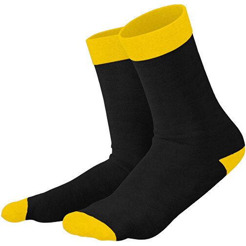 Adam - Die Premium Business Socke , schwarz / goldgelb, 85% Natur Baumwolle, 12% regeniertes umwelftreundliches Polyamid, 3% Elastan, 36,00cm x 0,40cm x 8,00cm (Länge x Höhe x Breite), Bild 1