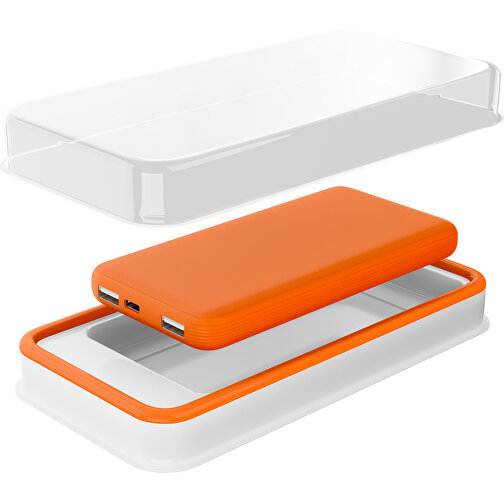 Duale Powerbank CustomColor Ink. Wireless Charger , orange, ABS-Kunststoff, Polycarbonat (PC), 15,30cm x 1,20cm x 7,60cm (Länge x Höhe x Breite), Bild 2