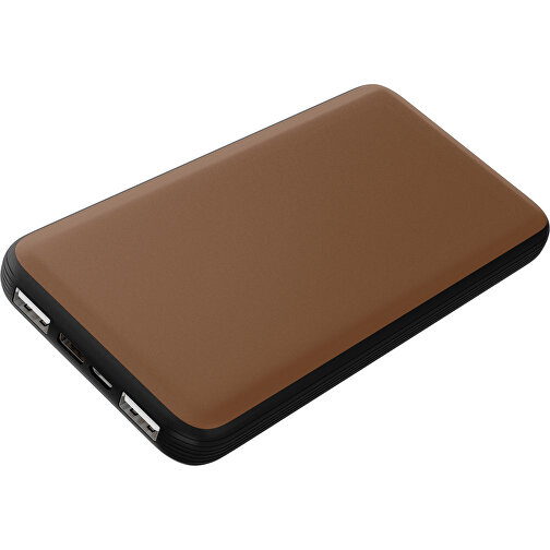 Duale Powerbank CustomColor Ink. Wireless Charger , dunkelbraun / schwarz, ABS-Kunststoff, Polycarbonat (PC), 15,30cm x 1,20cm x 7,60cm (Länge x Höhe x Breite), Bild 1