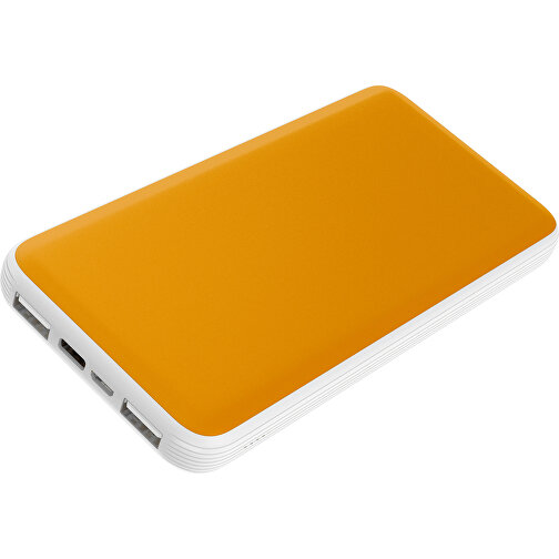 Duale Powerbank CustomColor Ink. Wireless Charger , kürbisorange / weiß, ABS-Kunststoff, Polycarbonat (PC), 15,30cm x 1,20cm x 7,60cm (Länge x Höhe x Breite), Bild 1