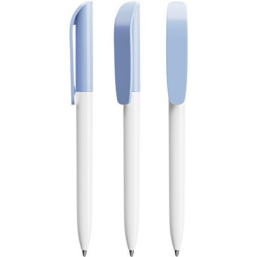 BIC® Super Clip Kugelschreiber Siebdruck , BiC, weiß/pastellblau, Kunststoff, 14,40cm x 1,20cm (Länge x Breite), Bild 4
