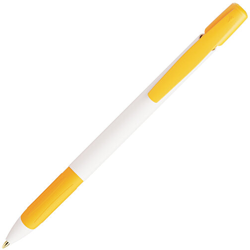BIC® Media Clic Grip Kugelschreiber , BiC, weiss/gelb, Kunststoff, 14,70cm x 1,30cm (Länge x Breite), Bild 2