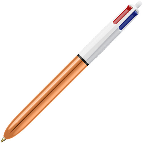 BIC® 4 Colours Shine Kugelschreiber Siebdruck , BiC, weiß/roségold, Kunststoff, 14,40cm x 1,60cm (Länge x Breite), Bild 2