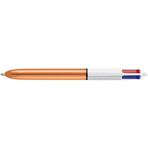BIC® 4 Colours Shine Kugelschreiber Siebdruck , BiC, weiss/roségold, Kunststoff, 14,40cm x 1,60cm (Länge x Breite), Bild 3