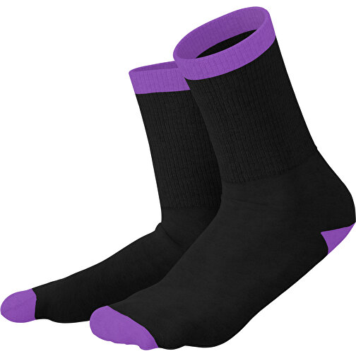 Boris - Die Premium Tennis Socke , schwarz / lavendellila, 85% Natur Baumwolle, 12% regeniertes umwelftreundliches Polyamid, 3% Elastan, 36,00cm x 0,40cm x 8,00cm (Länge x Höhe x Breite), Bild 1