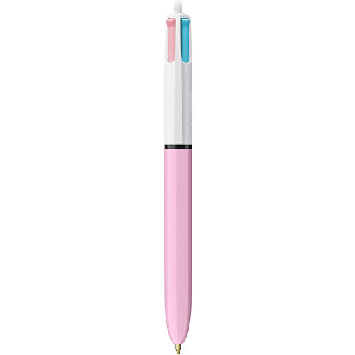 BIC® 4 Colours Fashion Kugelschreiber Siebdruck , BiC, weiss/pastelllila, Kunststoff, 14,40cm x 1,60cm (Länge x Breite), Bild 1