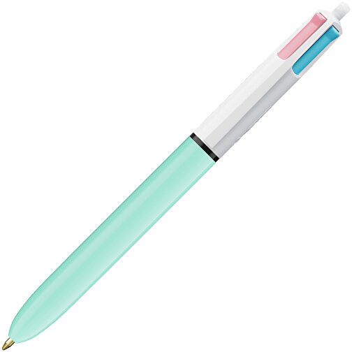 BIC® 4 Colours Fashion Kugelschreiber Siebdruck , BiC, weiß/hellblau, Kunststoff, 14,40cm x 1,60cm (Länge x Breite), Bild 2