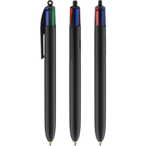BIC® 4 Colours Kugelschreiber Siebdruck , BiC, schwarz, Kunststoff, 14,40cm x 1,60cm (Länge x Breite), Bild 4