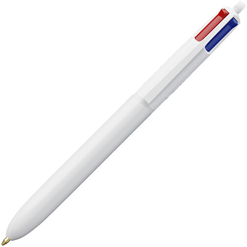 BIC® 4 Colours Kugelschreiber Siebdruck , BiC, weiß, Kunststoff, 14,40cm x 1,60cm (Länge x Breite), Bild 2