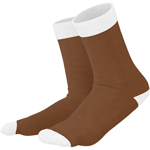 Adam - Die Premium Business Socke , dunkelbraun / weiß, 85% Natur Baumwolle, 12% regeniertes umwelftreundliches Polyamid, 3% Elastan, 36,00cm x 0,40cm x 8,00cm (Länge x Höhe x Breite), Bild 1